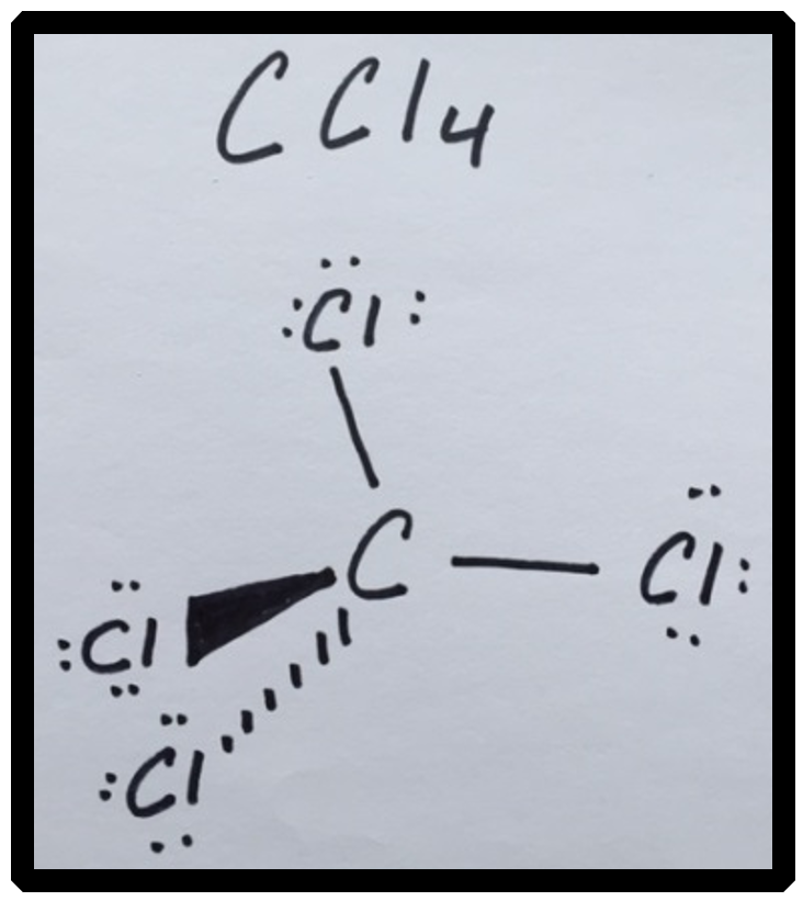 The Lewis structure of carbon tetrachloride.