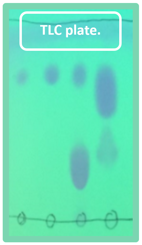 Silica Thin-layer chromatography plate under UV light.